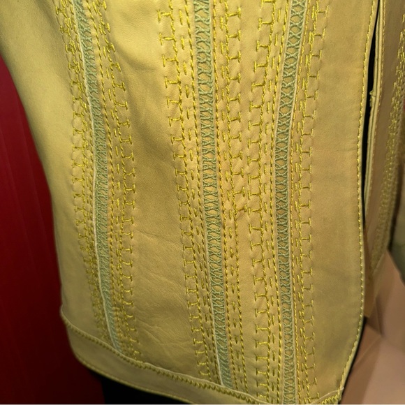 Chinese Belgium Design embroidered leather tailored jacket 4 - Picture 4 of 16